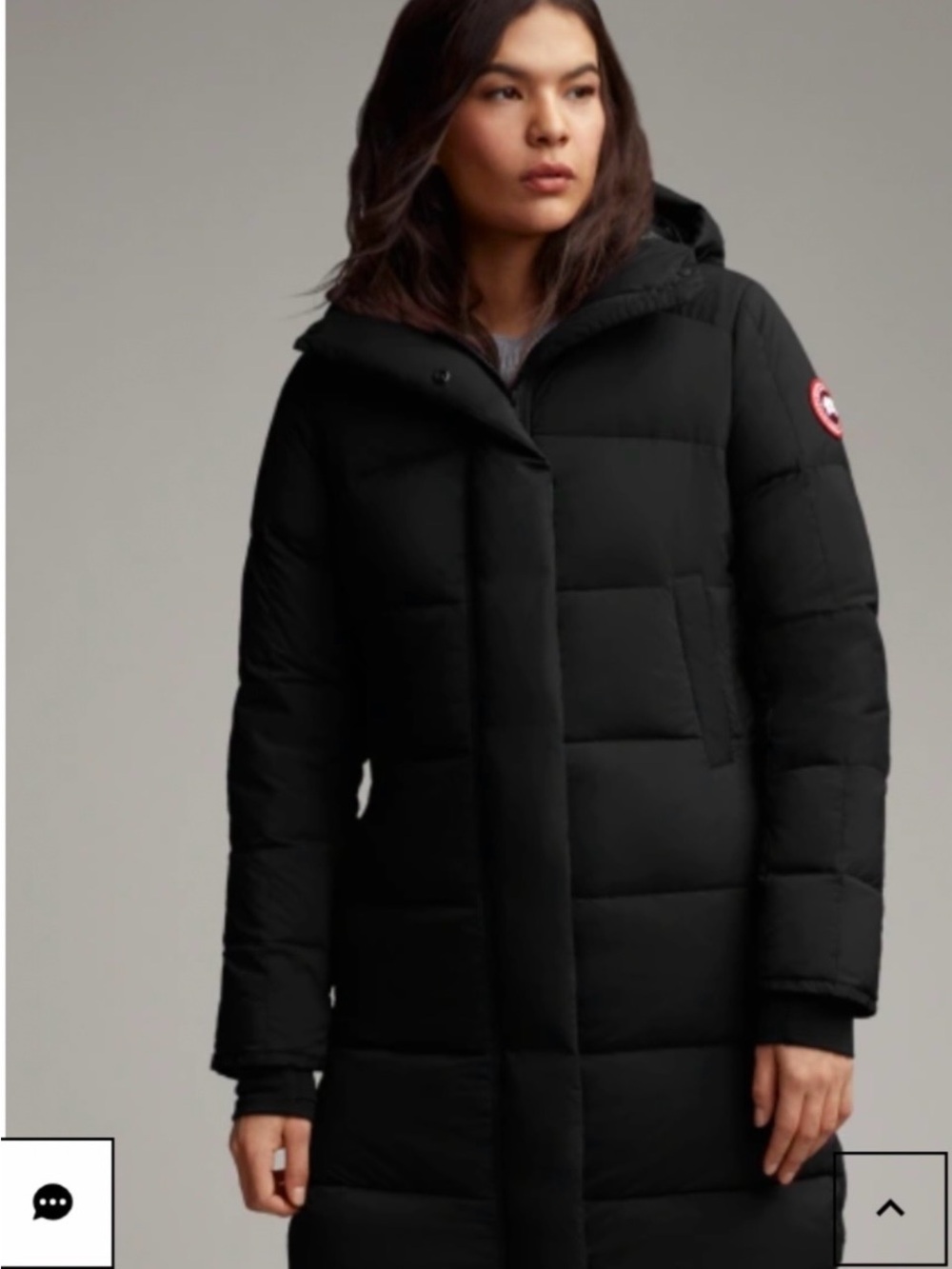 Canada Goose Black Long Quilted Puffer Coat with Hood